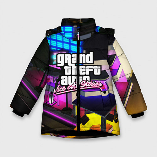 Зимняя куртка для девочки GTA:VICE CITY / 3D-Черный – фото 1