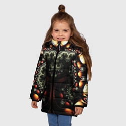 Куртка зимняя для девочки ФРАКТАЛЬНЫЙ ОПТИЧЕСКИЙ УЗОР, цвет: 3D-черный — фото 2
