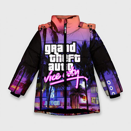 Зимняя куртка для девочки Grand Theft Auto Vice City / 3D-Черный – фото 1