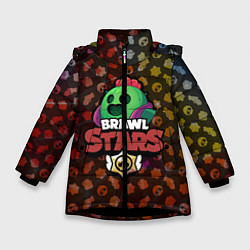 Куртка зимняя для девочки BRAWL STARS:SPIKE, цвет: 3D-черный