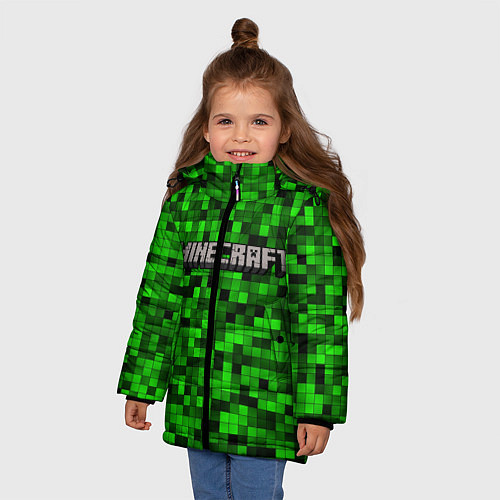 Зимняя куртка для девочки MINECRAFT CREEPER КАПЮШОН / 3D-Светло-серый – фото 3