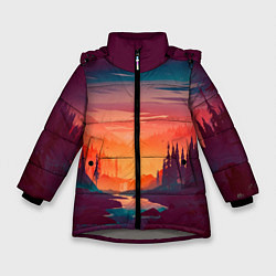 Куртка зимняя для девочки Minimal forest sunset, цвет: 3D-светло-серый