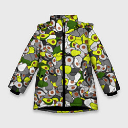 Куртка зимняя для девочки Камуфляж с авокадо, цвет: 3D-черный