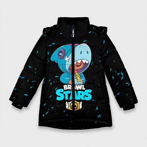Зимняя куртка для девочки Brawl stars leon shark / 3D-Черный – фото 1
