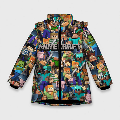Зимняя куртка для девочки MINECRAFT ПЕРСОНАЖИ / 3D-Черный – фото 1