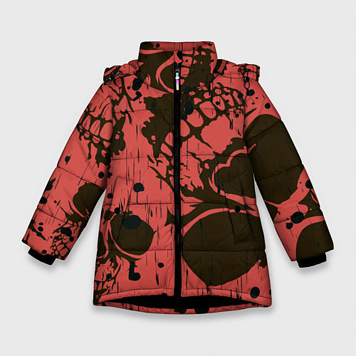Зимняя куртка для девочки Черепа / 3D-Черный – фото 1