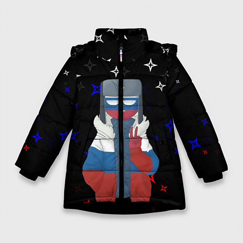 Зимняя куртка для девочки CountryHumans / 3D-Черный – фото 1