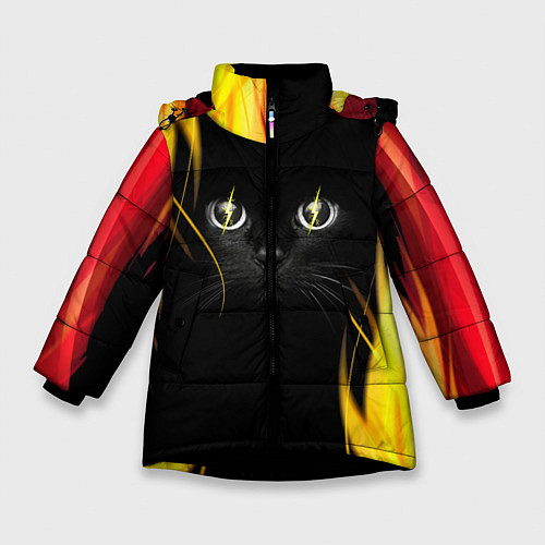 Зимняя куртка для девочки Грозовой кошак / 3D-Черный – фото 1