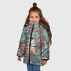 Куртка зимняя для девочки Цветочный арт, цвет: 3D-светло-серый — фото 2