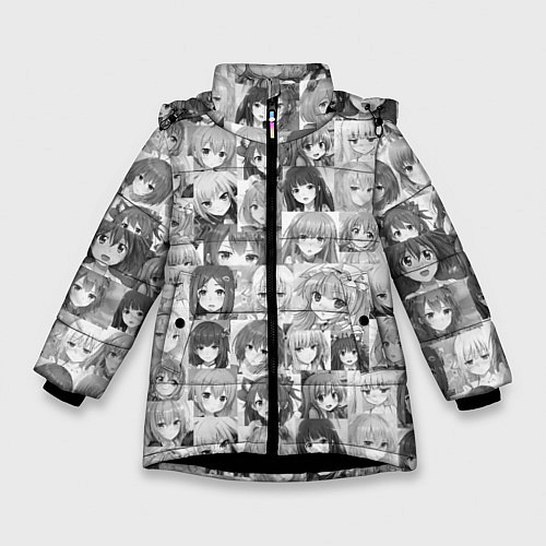 Зимняя куртка для девочки Аниме девушки / 3D-Черный – фото 1