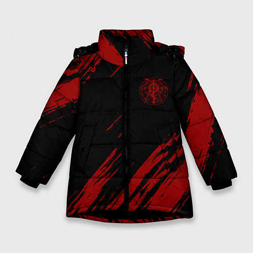 Зимняя куртка для девочки Стальной алхимик / 3D-Черный – фото 1
