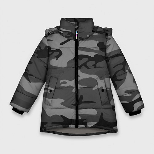 Зимняя куртка для девочки Военный камуфляж / 3D-Светло-серый – фото 1