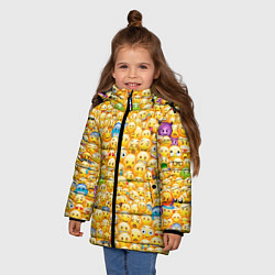 Куртка зимняя для девочки Смайлики Emoji, цвет: 3D-черный — фото 2