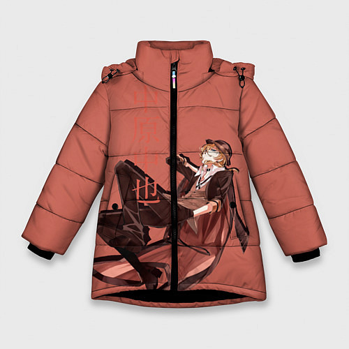 Зимняя куртка для девочки Чуя Накахара / 3D-Черный – фото 1