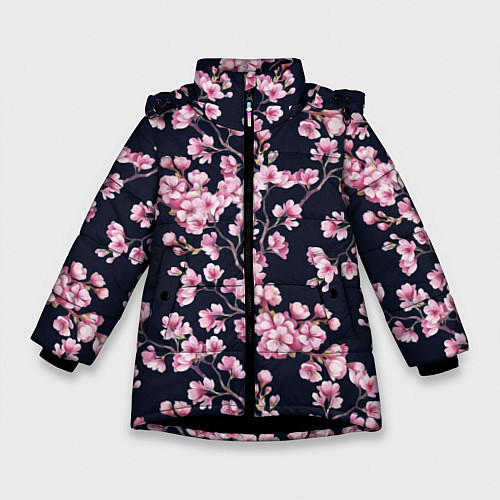 Зимняя куртка для девочки Сакура / 3D-Черный – фото 1