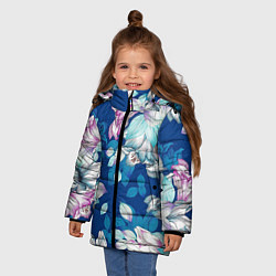 Куртка зимняя для девочки Нежные цветы, цвет: 3D-светло-серый — фото 2