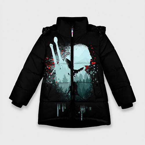Зимняя куртка для девочки ВЕДЬМАК / 3D-Черный – фото 1