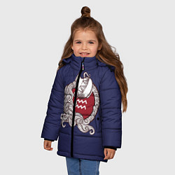 Куртка зимняя для девочки Водолей Знак Зодиака, цвет: 3D-черный — фото 2