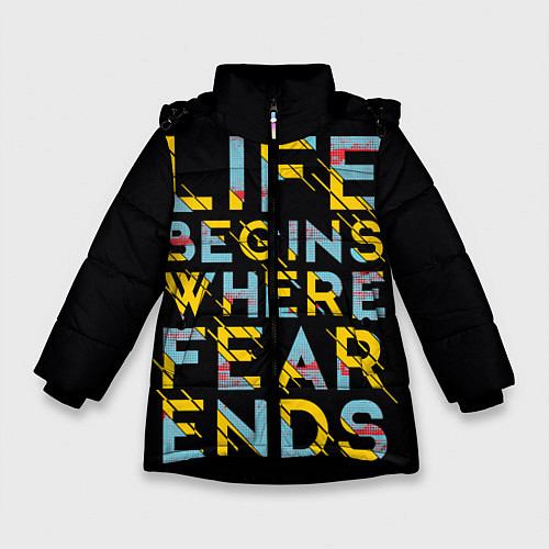Зимняя куртка для девочки Life Begins Where Fear Ends / 3D-Черный – фото 1