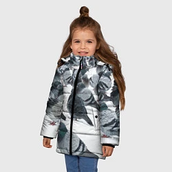 Куртка зимняя для девочки Голуби, цвет: 3D-черный — фото 2