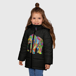 Куртка зимняя для девочки Слон, цвет: 3D-черный — фото 2