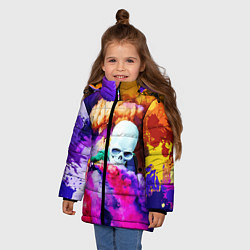 Куртка зимняя для девочки Череп в дыму, цвет: 3D-черный — фото 2