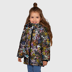 Куртка зимняя для девочки FNaF стикербомбинг, цвет: 3D-черный — фото 2
