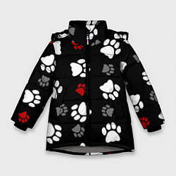 Куртка зимняя для девочки Следы лап, цвет: 3D-светло-серый