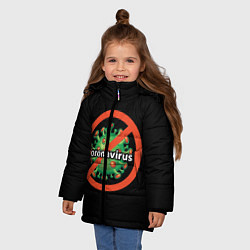 Куртка зимняя для девочки Стоп коронавирус, цвет: 3D-красный — фото 2