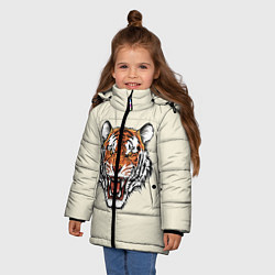 Куртка зимняя для девочки Тигр, цвет: 3D-черный — фото 2
