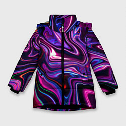 Куртка зимняя для девочки Abstract Fluid, цвет: 3D-черный