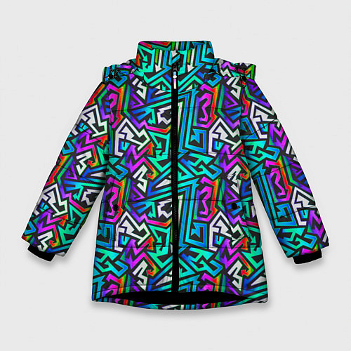 Зимняя куртка для девочки ГРАФФИТИ / 3D-Черный – фото 1