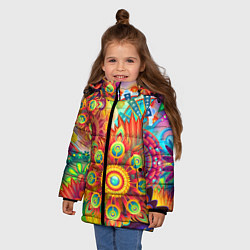 Куртка зимняя для девочки Психоделия Яркая, цвет: 3D-светло-серый — фото 2