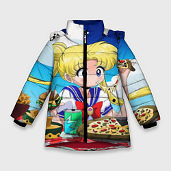 Куртка зимняя для девочки Пицца Мун, цвет: 3D-красный