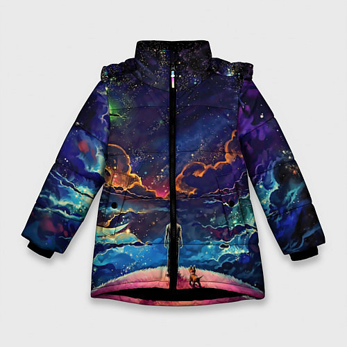 Зимняя куртка для девочки Космос / 3D-Черный – фото 1