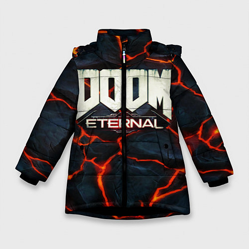 Зимняя куртка для девочки DOOM: ETERNAL / 3D-Черный – фото 1