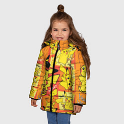 Куртка зимняя для девочки Pikachu, цвет: 3D-светло-серый — фото 2
