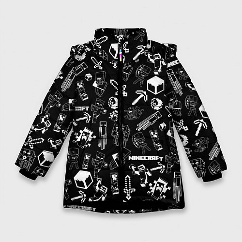 Зимняя куртка для девочки Minecraft pattern / 3D-Черный – фото 1