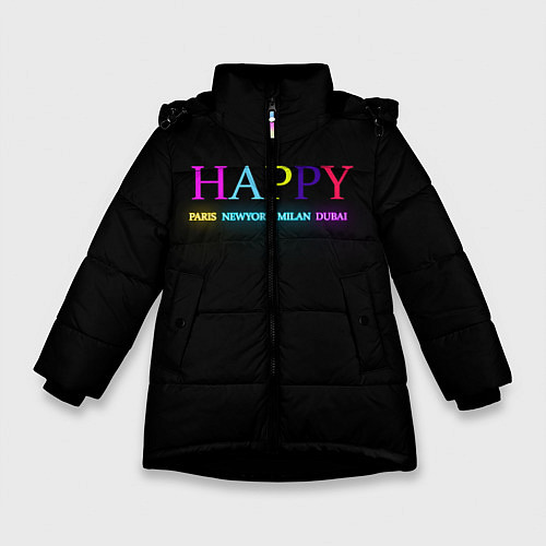 Зимняя куртка для девочки HAPPY / 3D-Черный – фото 1