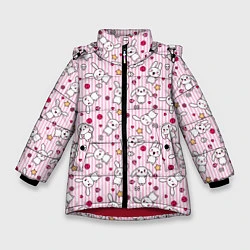 Куртка зимняя для девочки Зайчики, цвет: 3D-красный