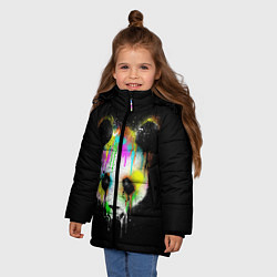 Куртка зимняя для девочки Панда в краске, цвет: 3D-красный — фото 2