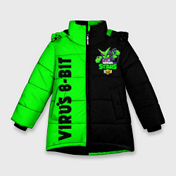 Куртка зимняя для девочки Brawl stars virus 8-bit, цвет: 3D-черный