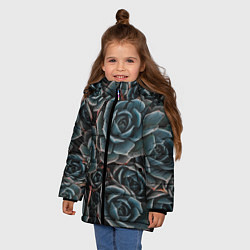Куртка зимняя для девочки Цветы Розы, цвет: 3D-светло-серый — фото 2