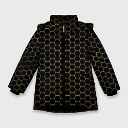 Куртка зимняя для девочки ЗОЛОТЫЕ СОТЫ, цвет: 3D-черный