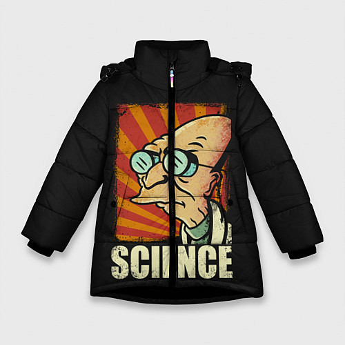 Зимняя куртка для девочки Futurama Science / 3D-Черный – фото 1