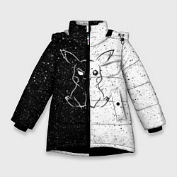 Куртка зимняя для девочки ПИКАЧУ, цвет: 3D-черный