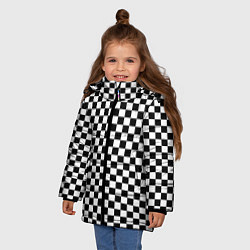 Куртка зимняя для девочки Шахматка мелкая, цвет: 3D-черный — фото 2