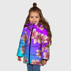 Куртка зимняя для девочки САКУРА ВИШНЯ, цвет: 3D-черный — фото 2