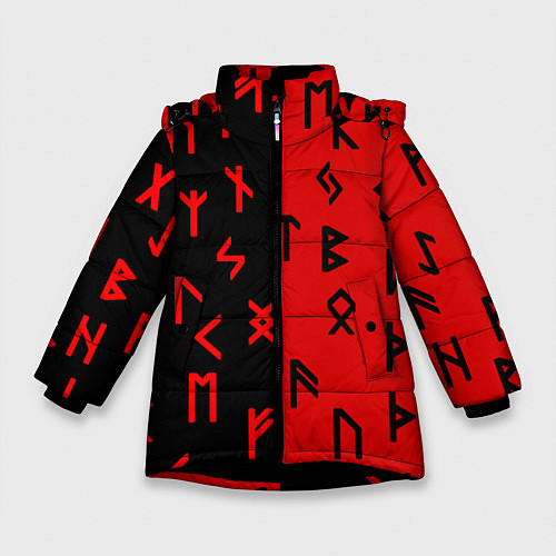 Зимняя куртка для девочки РУНЫ / 3D-Черный – фото 1