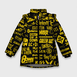 Зимняя куртка для девочки Логотипы рок групп GOLD